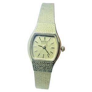 Vtg Seiko Womens Square Watch Gold Tone Quarts Steel Back 2P21-5429 New Battery